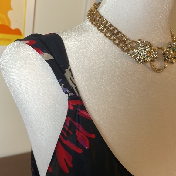 Oscar De La Renta 💎Pink Label Slip Navy Floral Long Dress - Picture 3 of 12